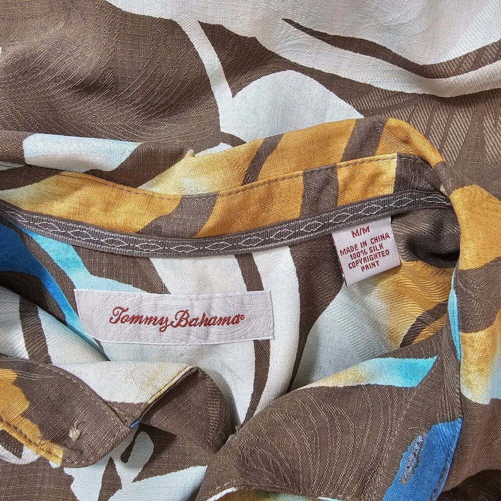 Tommy Bahama Mens Sz M 100% Silk Short Sleeve Relaxed Fit Camp Palm Fern Shirt - Picture 3 of 10